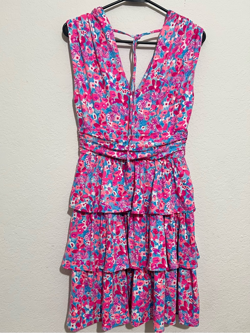 Lily Pulitzer Faye V-Neck Ruffle Dress "Aura Pink Baby Bloomer" Size S